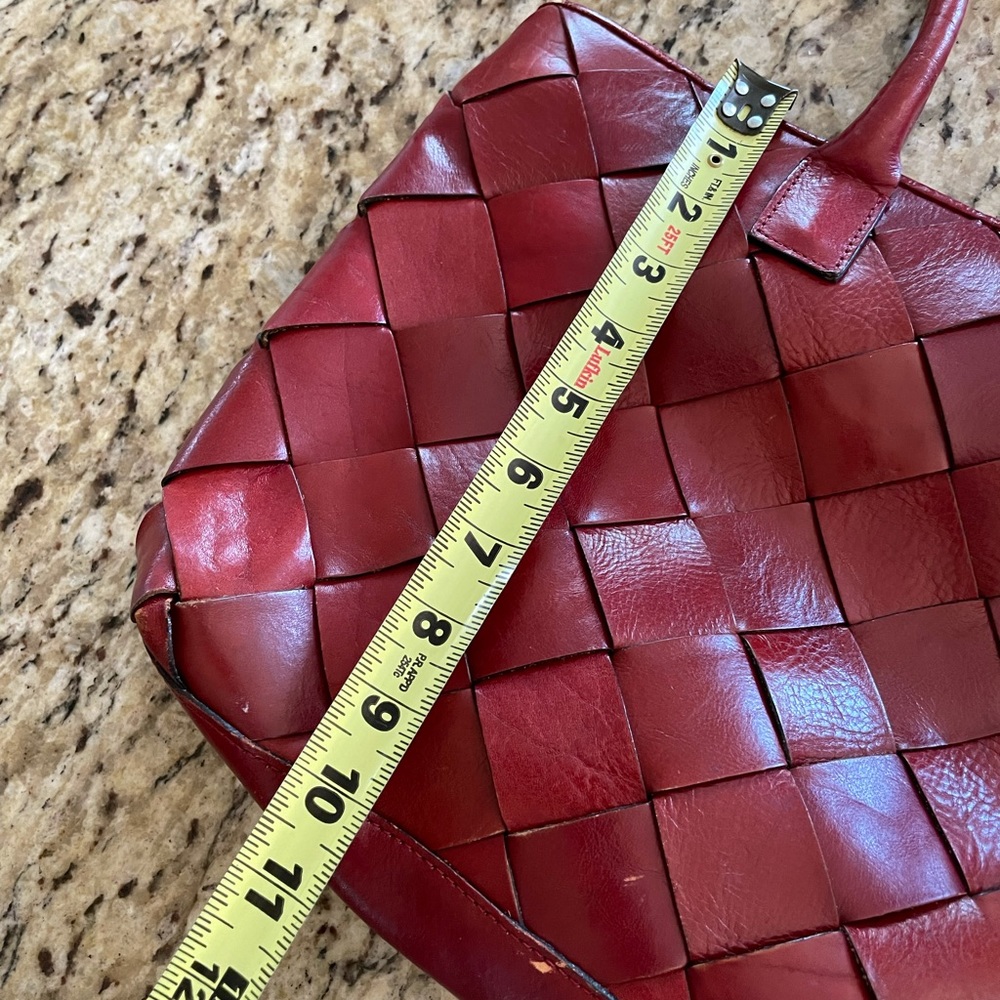 Wilsons Leather Red Woven Leather Shoulder Bag